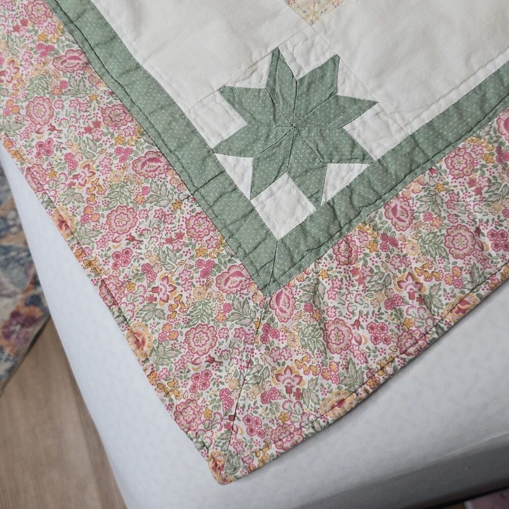 Vintage Lone Star Quilt Patchwork Coverlet 82x82" Cutter READ - Picture 5 of 12